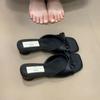 Bow Thick Heel High Heel Cool Slippers French Evening Breeze Gentle Fairy Word Slippers 2025 Summer Wear New