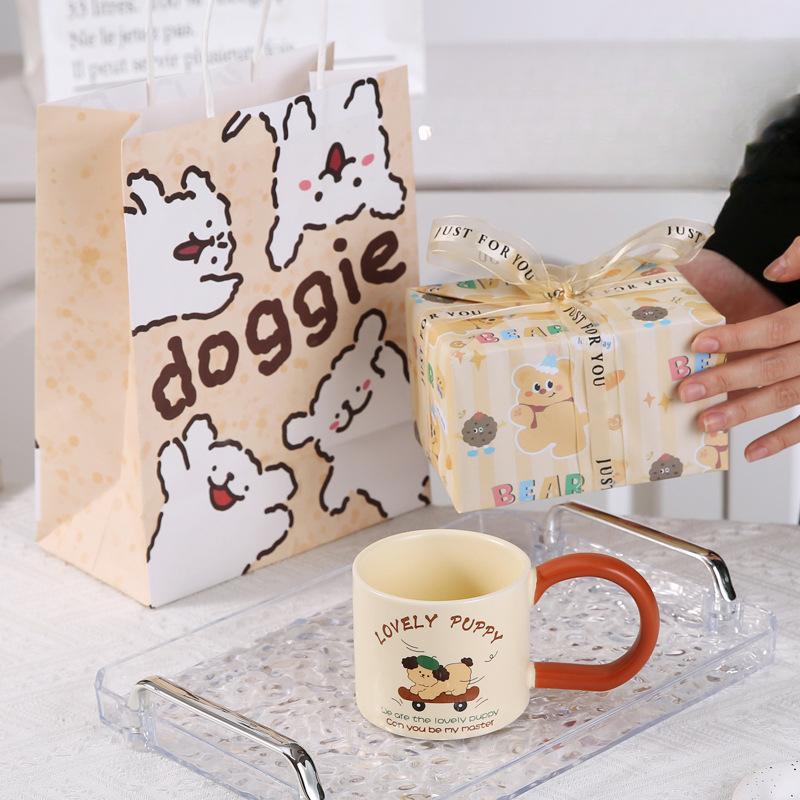 Ceramic Mug Wide Handle Couple Coffee Cup Cute Animal Opening Event Gift Breakfast Cup