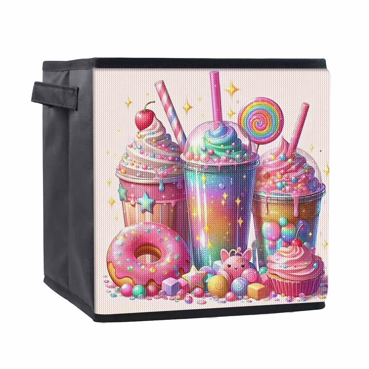 

Milk Tea and Doughnuts 5D Diamond Painting Storage Basket Full Round Drill Mosaic Diamond Embroidery Cross Stitch Kits Home Decor Home Decor 25cmx25cm