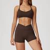 JYL Naked Fashion Yoga Set Cross Back Quick Dry Running Outfit