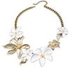 Vintage Oil Drop Flower Necklace for Women, Trendy Daily Beach Vacation Jewelry, Unique Delicate Collarbone Chain