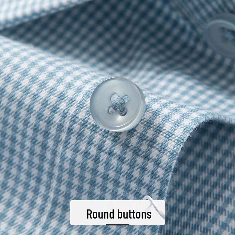 Futing Men's 100% Cotton DP Non-Iron Long Sleeve Plaid Business Shirt