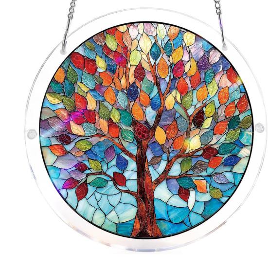Acrylic Puzzles Sun Catcher Stained Glass Effect Window Hanging Decor Colorful