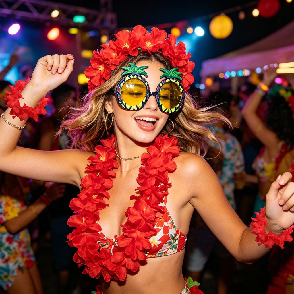 Hawaiian Flower Garland Set for Party Decorations and Costume Accessories