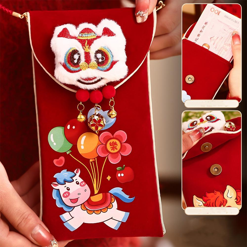 Chinese Style New Year Money Envelopes 2026 Horse Year Lucky Money Bag Money Pocket Kids Gift