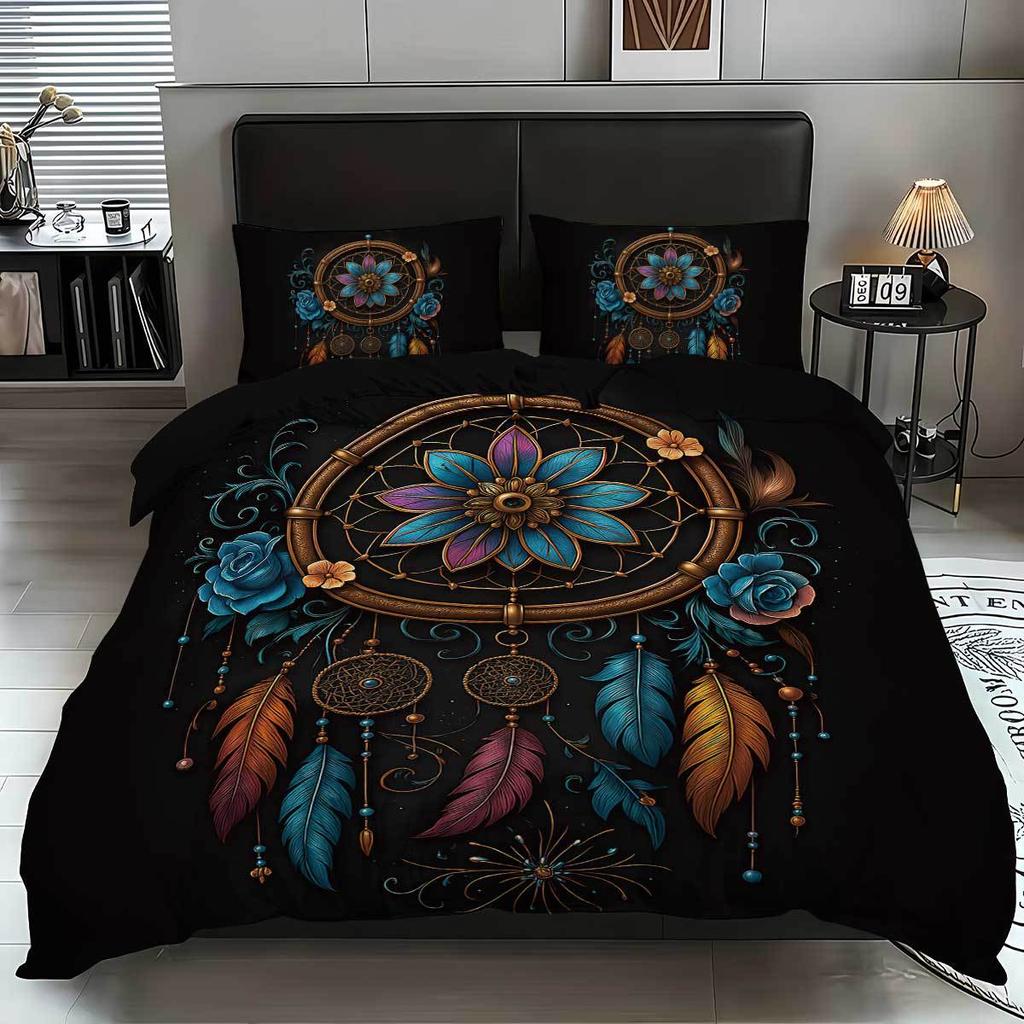 Factory Direct Sales Bed Three-Piece Set Dream Catcher Polyester Printing Quilt Cover Home Textile Pillowcase Quilt Cover Minimum Order