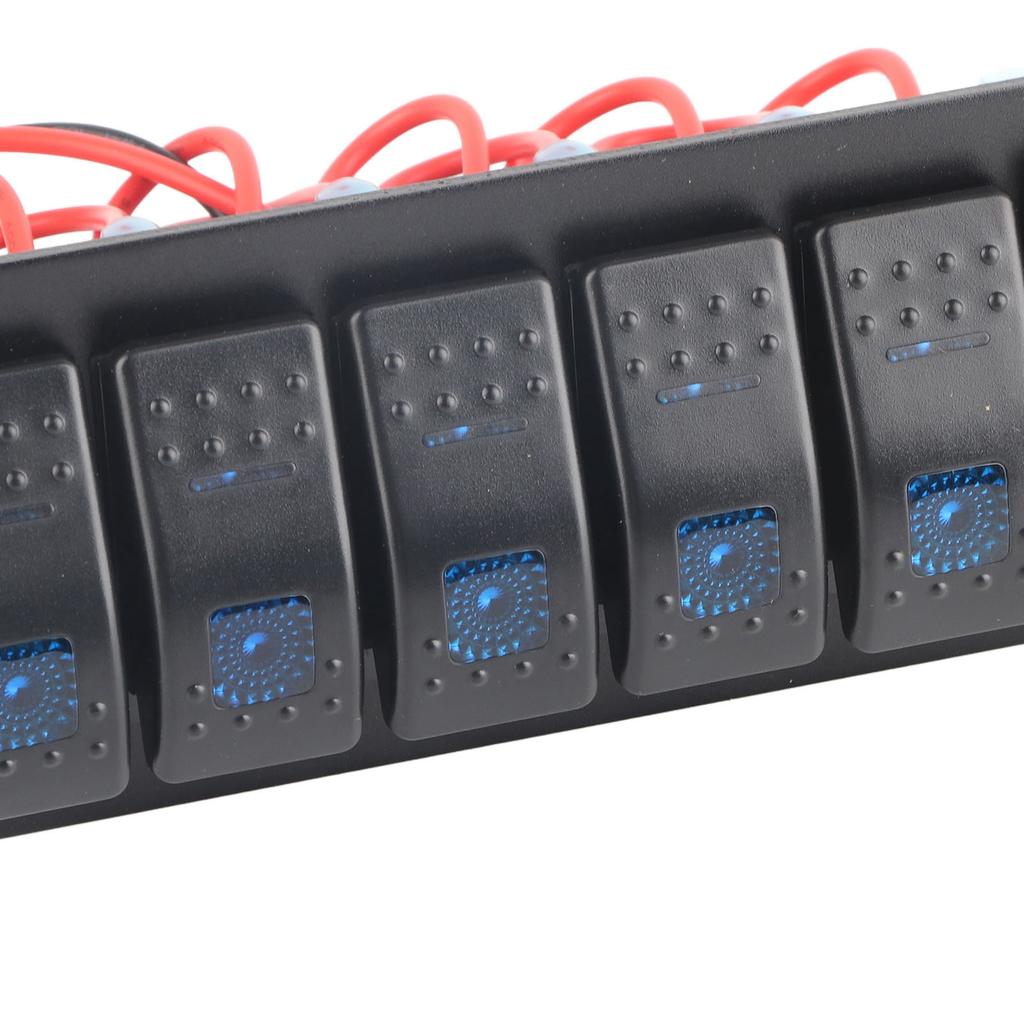 6 Gang Rocker   Panel LED Backlit On Off   Waterproof Circuit   for Car RV Bus Marine Boat ATV UTV