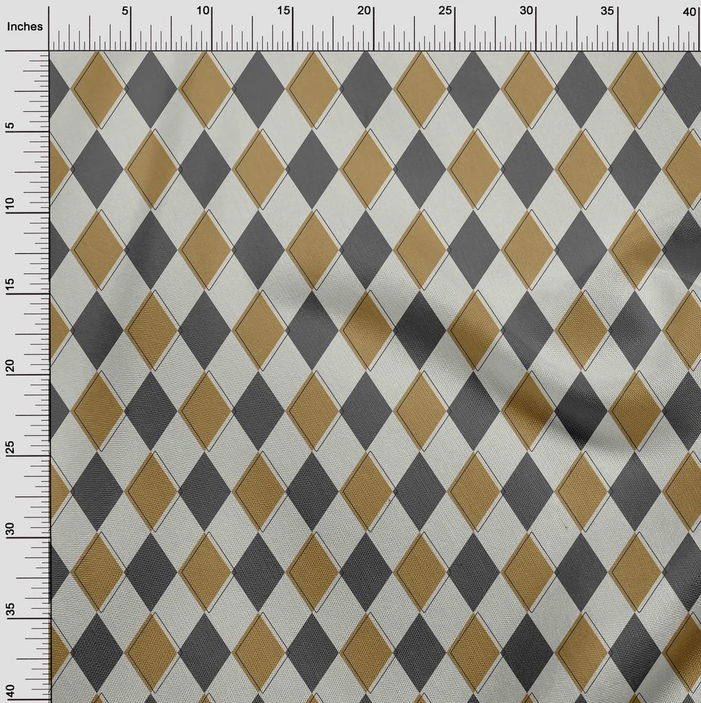 oneOone Cotton Flex Brown Fabric Argyle Fabric For Sewing Printed Craft Fabric By The Yard 40 Inch