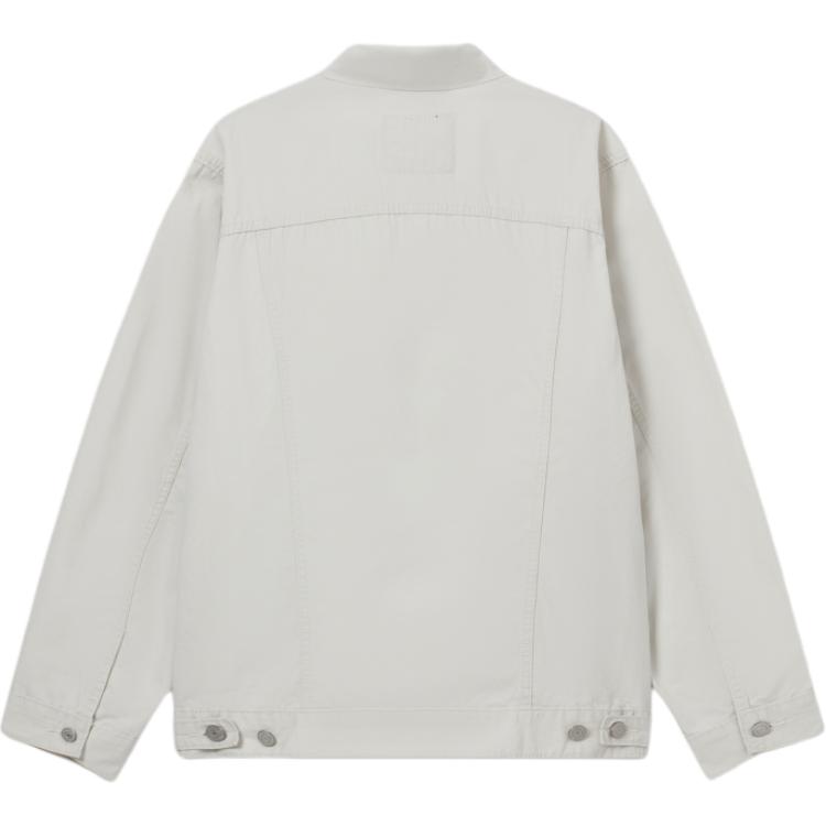 Levis Loose Fit Solid Color Simple Casual Polo Collar Long Sleeve Work Jacket Men Jackets Gray White A5782-0066