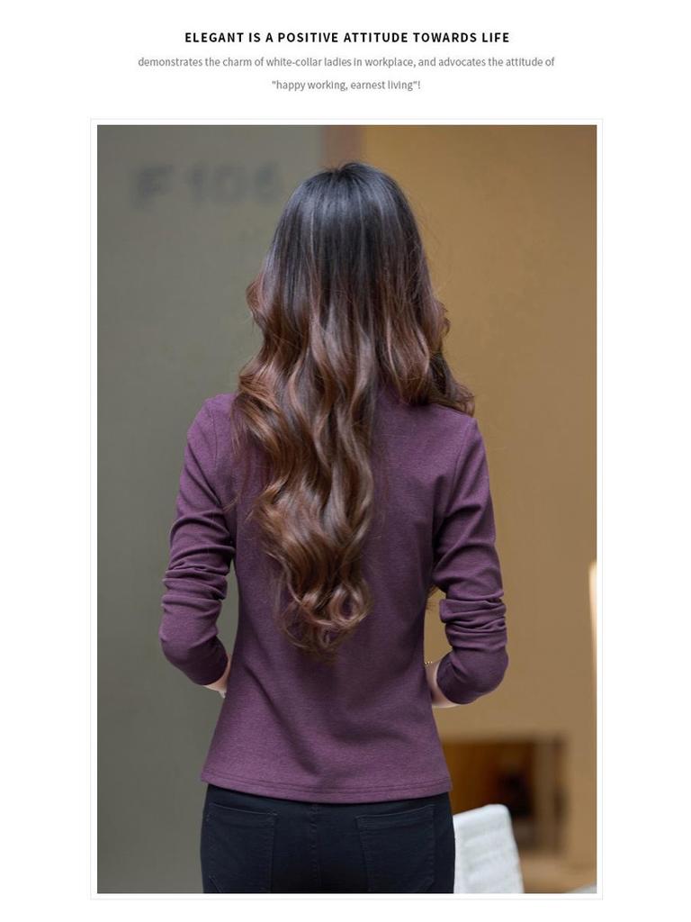 6655 Autumn/Winter Women's Stand Collar Zipper Slim Fit Long Sleeve Solid Color T-Shirt