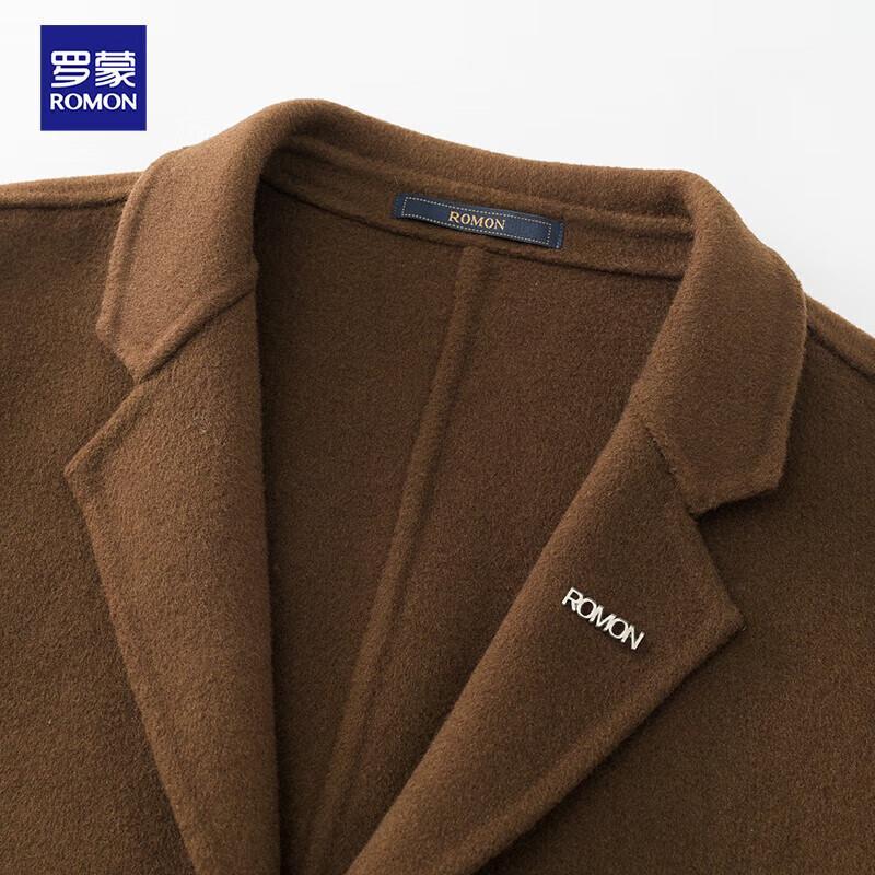 ROMON Men's Mid-Length Slim-Fit Double-Faced Wool Coat