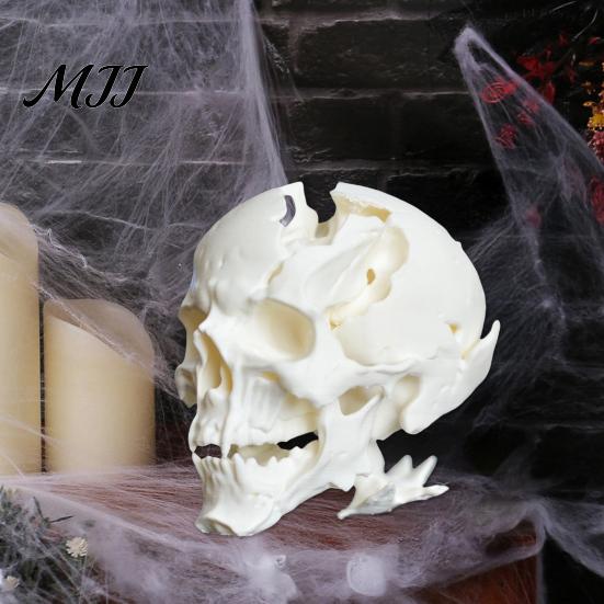 Decorazione Cranio Alieno Ornamento di Halloween, Forma in Resina Sintetica Scultura Figura Dettaglio Osseo Realistico, Ornamento da Tavolo per Feste