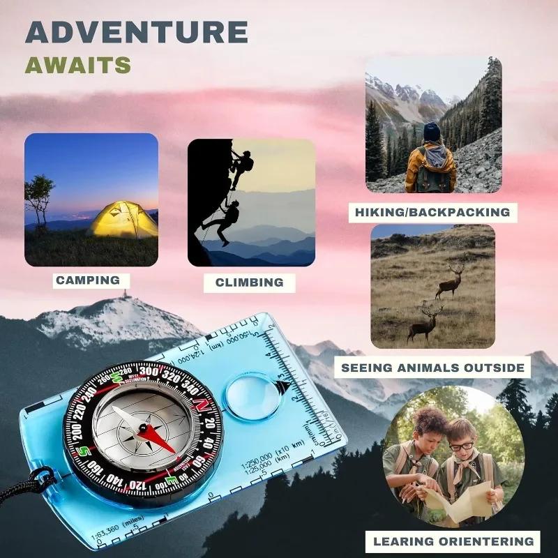 Multifunctional Outdoor Compass Proportional Mapping Ruler Compass Suitable for Hiking Reconnaissance Camping Navigation