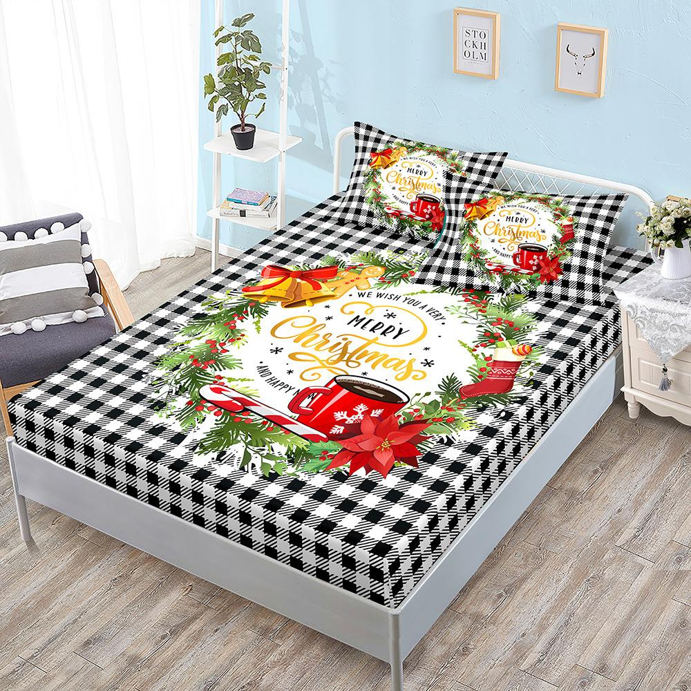 Christmas Mattress Three-Piece Bedspread Children'S Kit Mattress Protective Cover