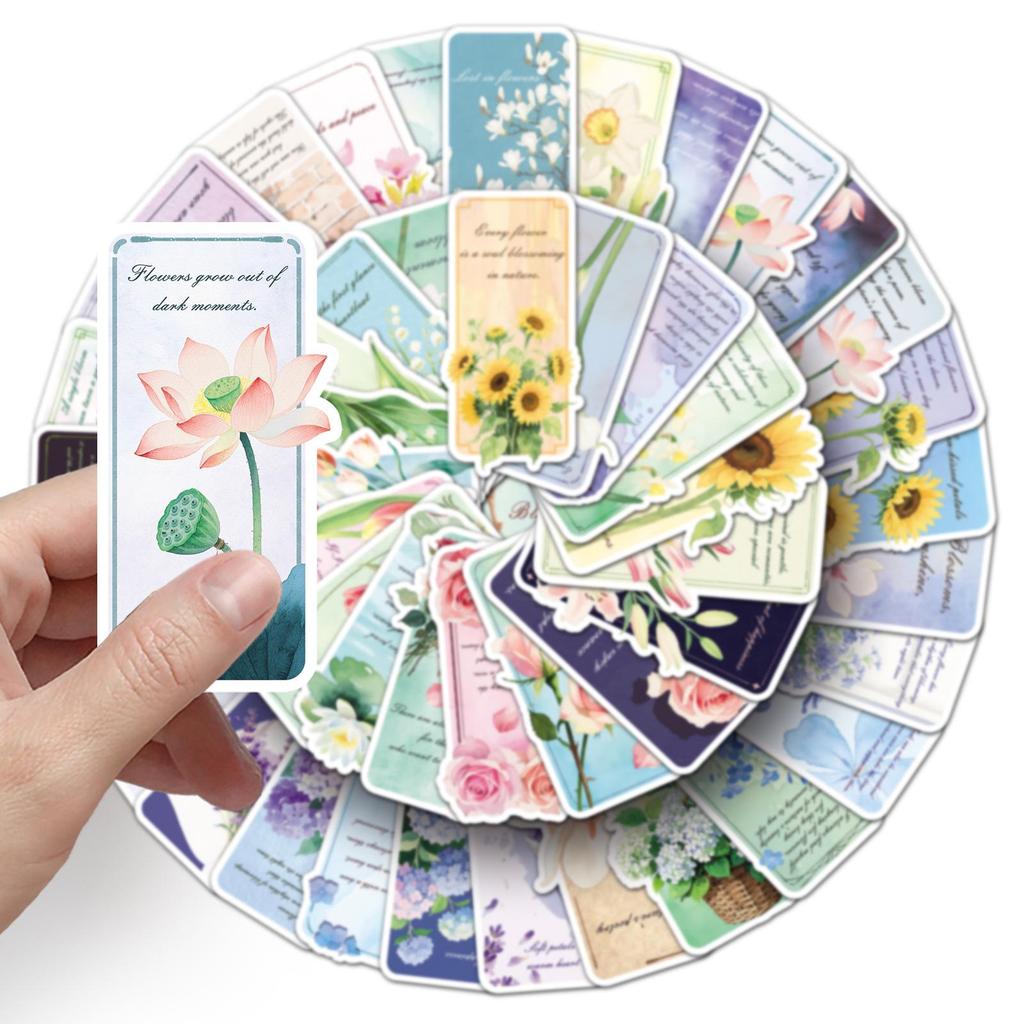 51 Floral Bookmark Stickers: Girly Heart & Plant Designs for Journals & DIY Projects
