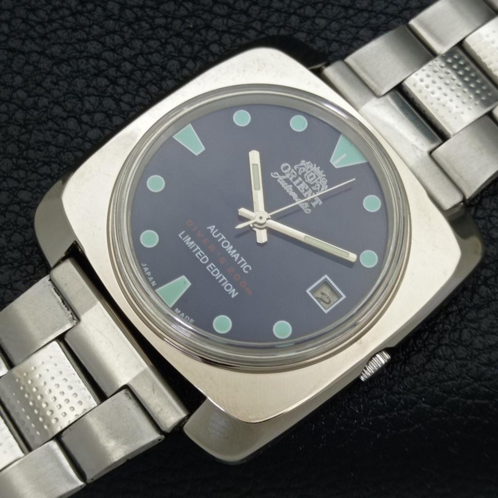USED VINTAGE ORIENT AUTOMATIC 46941 JAPAN MENS BLUE COLOR DIAL WATCH A436580-2 R123a-a436580