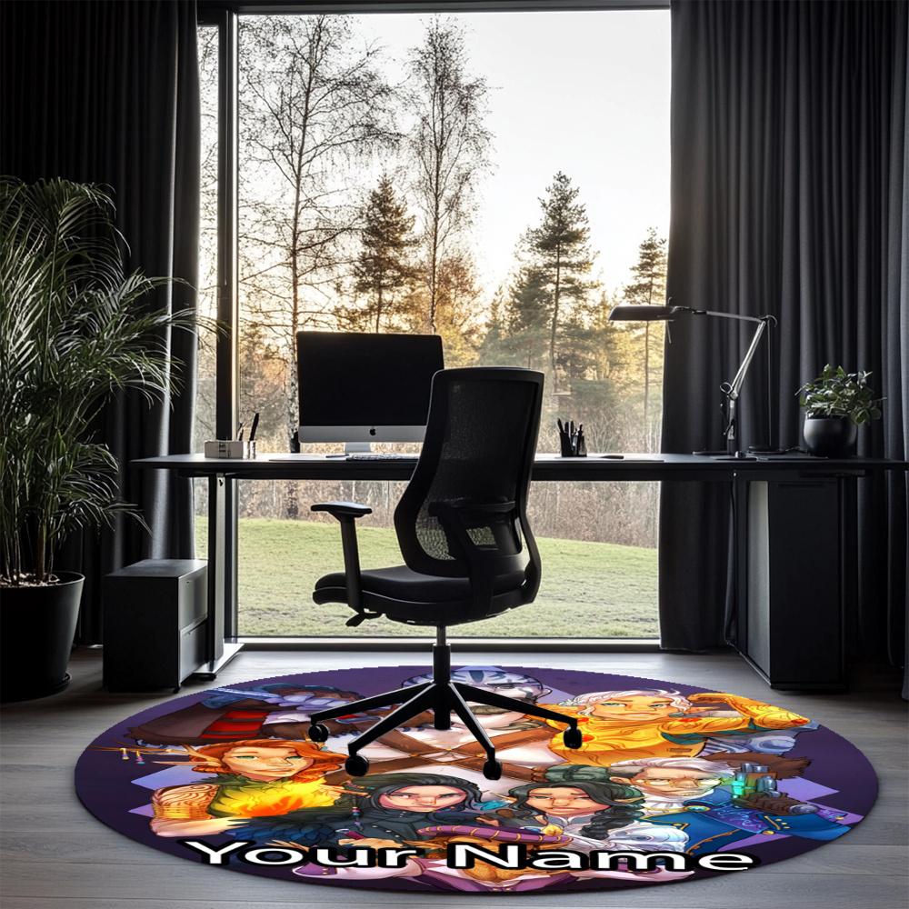 Custom Name Vox Machina Printed Round Rug Carpet Chair Rug Area Rug Entryway Doormats,for Office Chair Living Room Bedroom Kitchen Room.