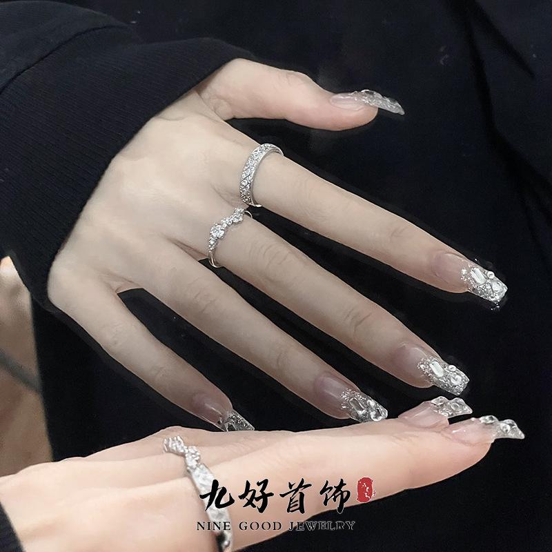 Personality Full Of Diamonds, Light Luxury, High-End Sense, Niche Design Sense, Cold Wind, Simple Inlaid Zir*****Pen Ring, Female