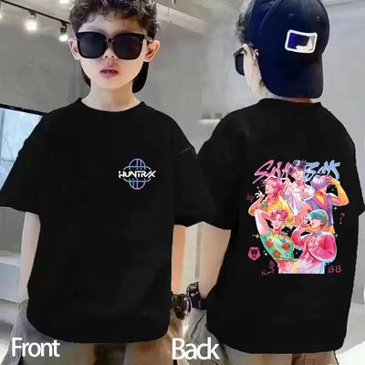 Camiseta Infantil Kpop Cazadores de Demonios Camiseta de Manga Corta Linda Kpop Cazadores de Demonios Tigre Camiseta Harajuku para Niños Niñas