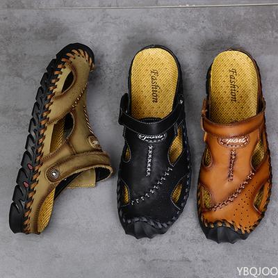 Fashion 2024 New Summer Men's Sandals Soft Comfortable Breathable Leather Sandals Men Outdoor Beach Sports Sandals Plus Size Men's Shoes
