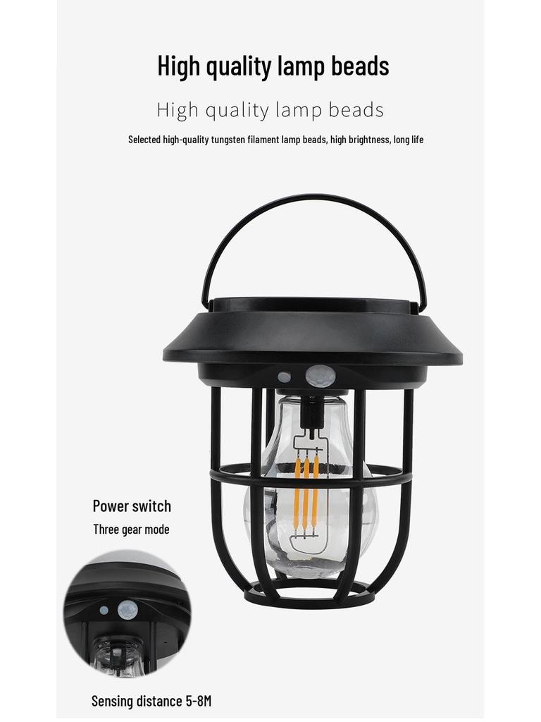Solar Ground Plug Light - Outdoor Courtyard & Wall Light with Motion Sensor, Tungsten Filament for Garden, Lawn, Park, and Camping