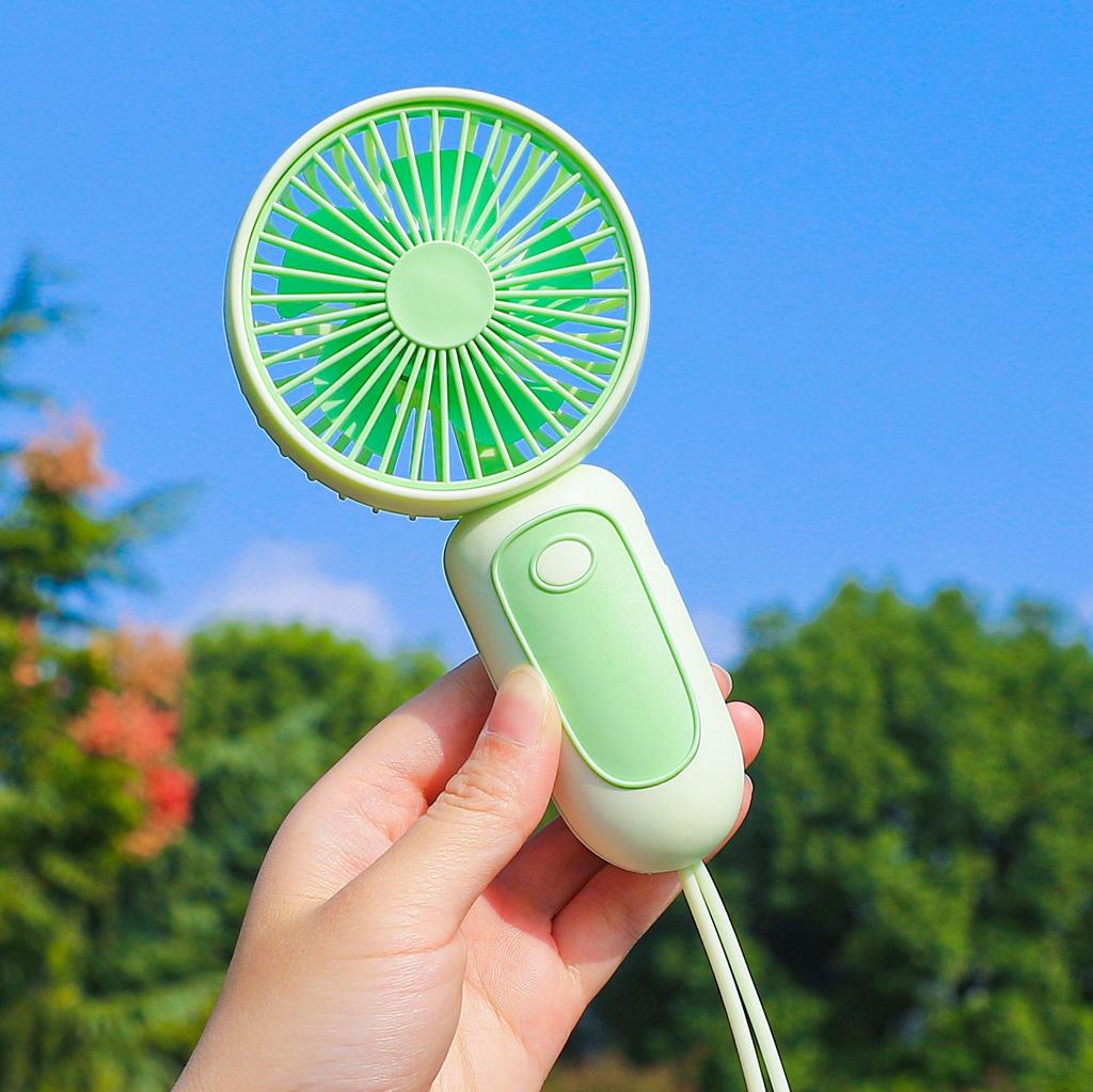 2026 USB Rechargeable Compact Handheld Lanyard Fan - Fresh Style & Portable Gift