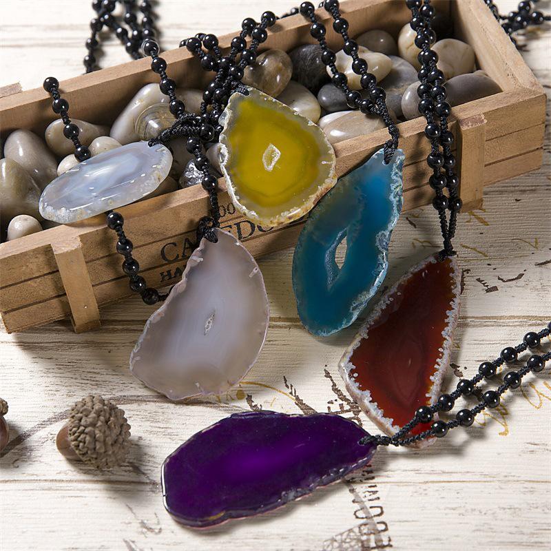 Creative Necklace Accessories Irregular Polished DIY Pendant Natural Agate Healing Reiki Stone Crystal Slice 1PC Brazil