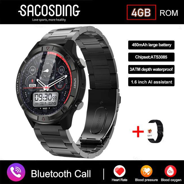Smart Watch Men Amoled Display Sports Watches 4g Rom Voice Calling Local Music Waterproof Men Smartwatch For Xiaomi Android