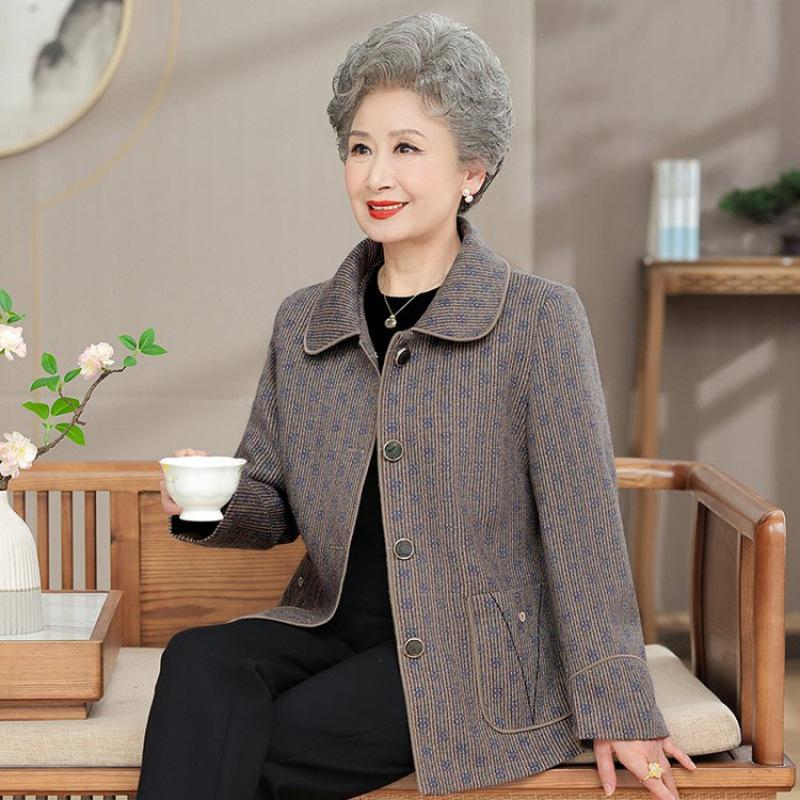 

Весенняя женская куртка одежда осенний кардиган с длинным рукавом топ куртка для пожилой женщины 5XL [recommended 150-80kg] тёмно-синий