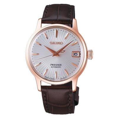 Presage Cocktail Time Automatické dámské hodinky s růžově zlatým pouzdrem a ciferníkem se slunečním paprskem SRP852J1 / SRRY028