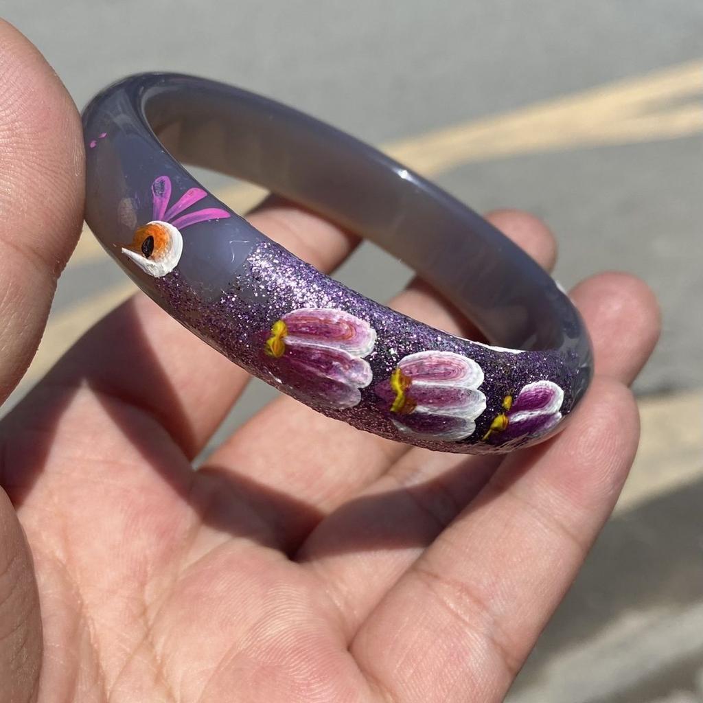 Women's Painted Carved Peacock Inlaid Bracelet, Red Jade Bracelet, High-end Bracelet