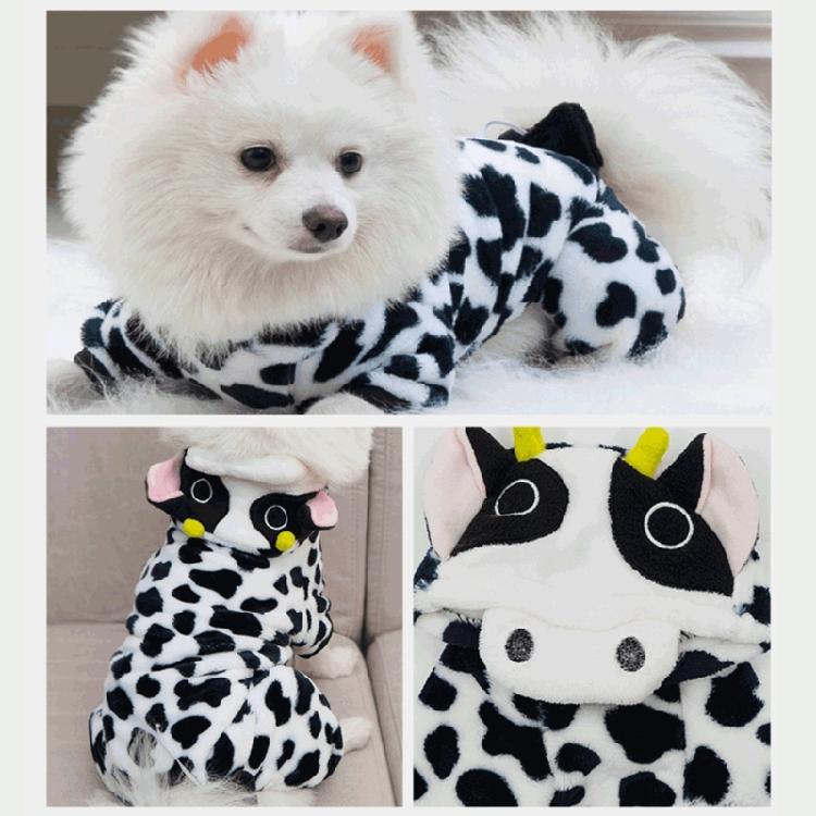 Hooded Dog Winter Coat Cow Pullover for Cold Weather Four-Legged Clothing