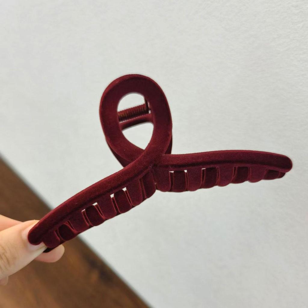 Elegant Autumn/Winter Large Flocked Claw Clip for High Ponytails - Internet Celebrity Style Hair Accessory