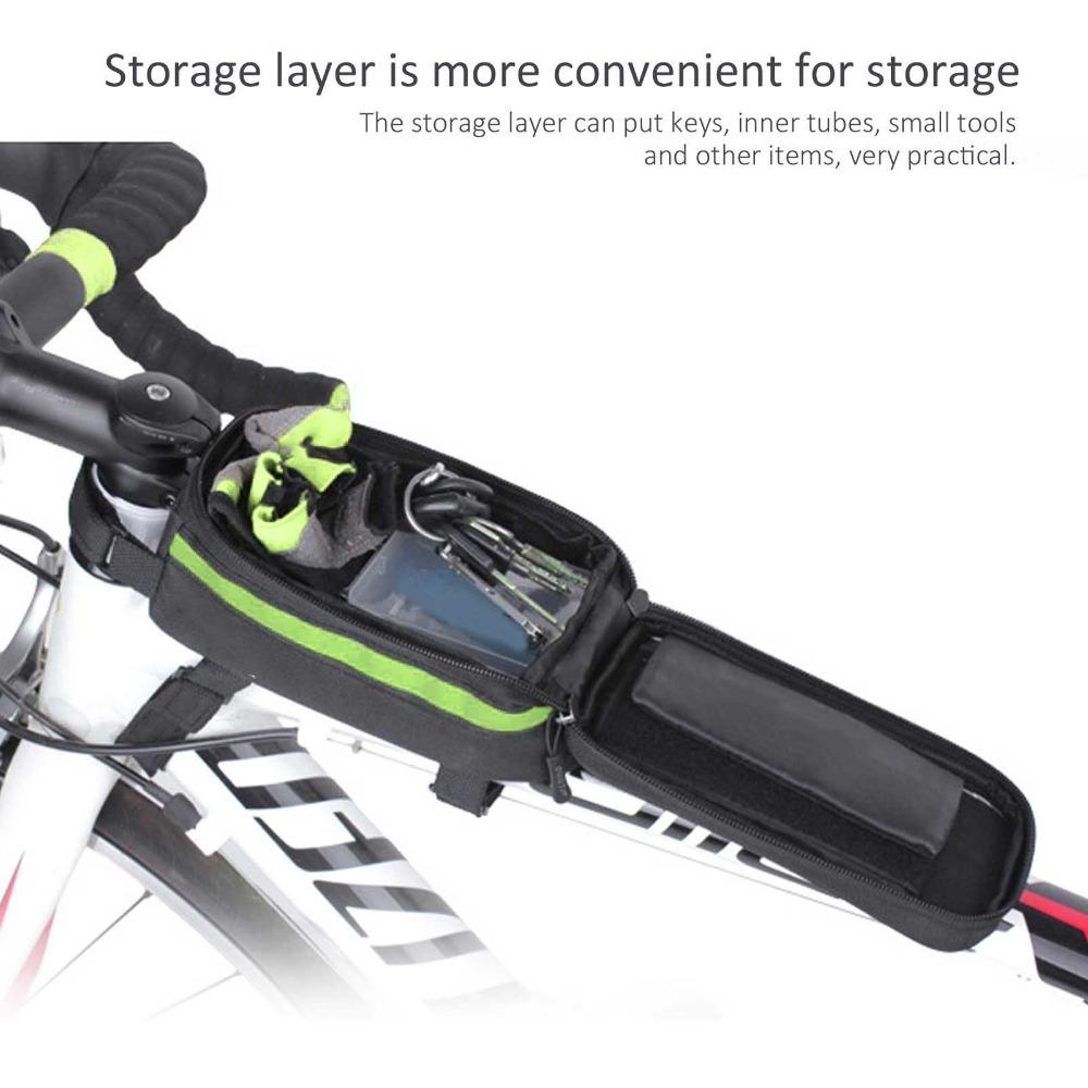 600D Nylon , TPU Bicycle Phone Bag Easy Installation Bike Frame Phone Holder Cycling Gear Carrying