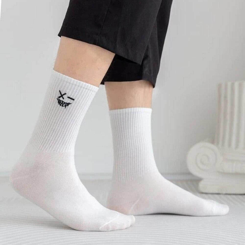 2 Pairs Mid Length Socks Men's Knitted Street Hip-hop Personality High-quality Fashionable Men's Round Neck Socks