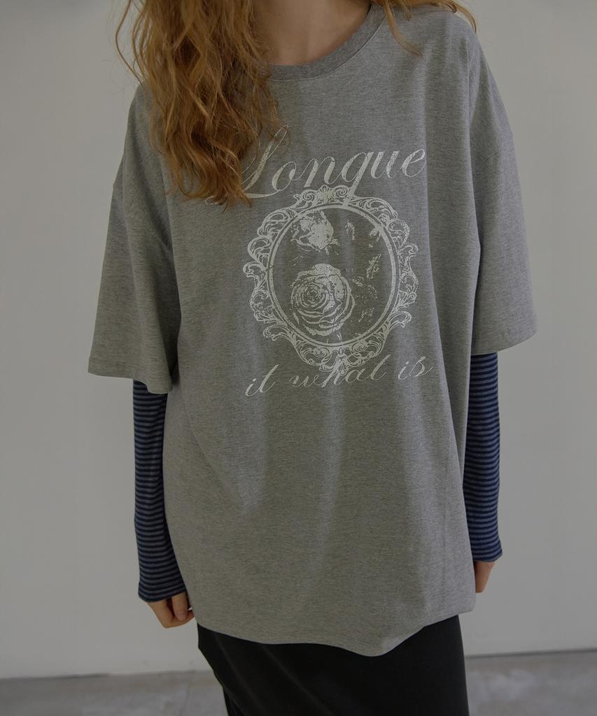 LONQUE Vintage Roze T-shirt met Halve Mouwen (Melange)