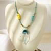 Flower Beach Ocean Series Necklace Jelly Fish Blue Bead Necklace  Girls