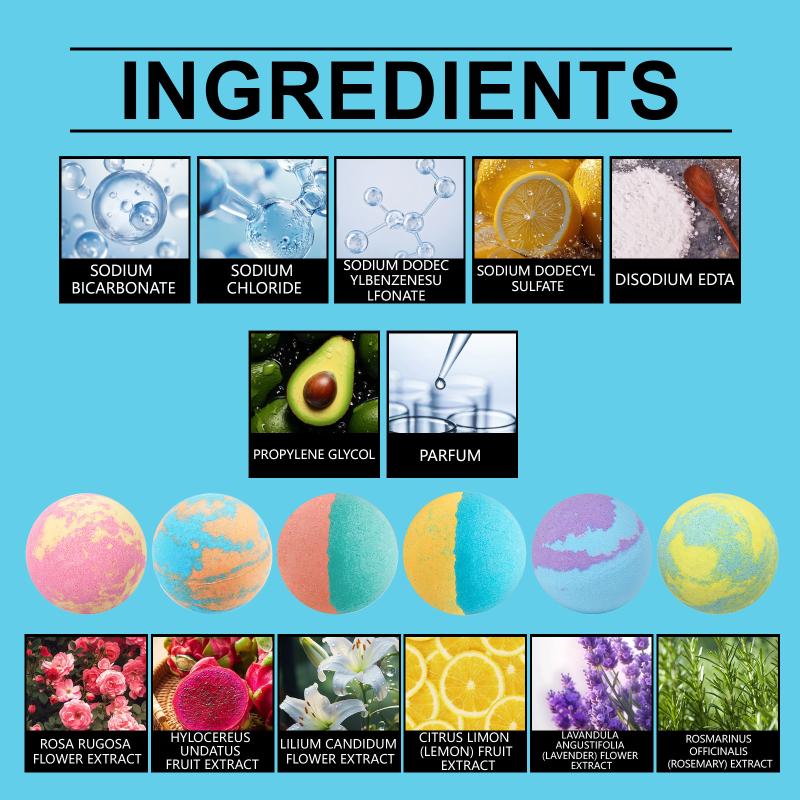 Bath Bombs For Kids,6 Pack Kids Bath Bombs Gift Set, Natural Organic Kids Bubble Bath Fizzy For Girls Boy 1pcs