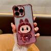 Applicable to iPhone16 Labu mirror bracket mobile phone case Apple 15 electroplated four-corner airbag anti-drop 14 soft case