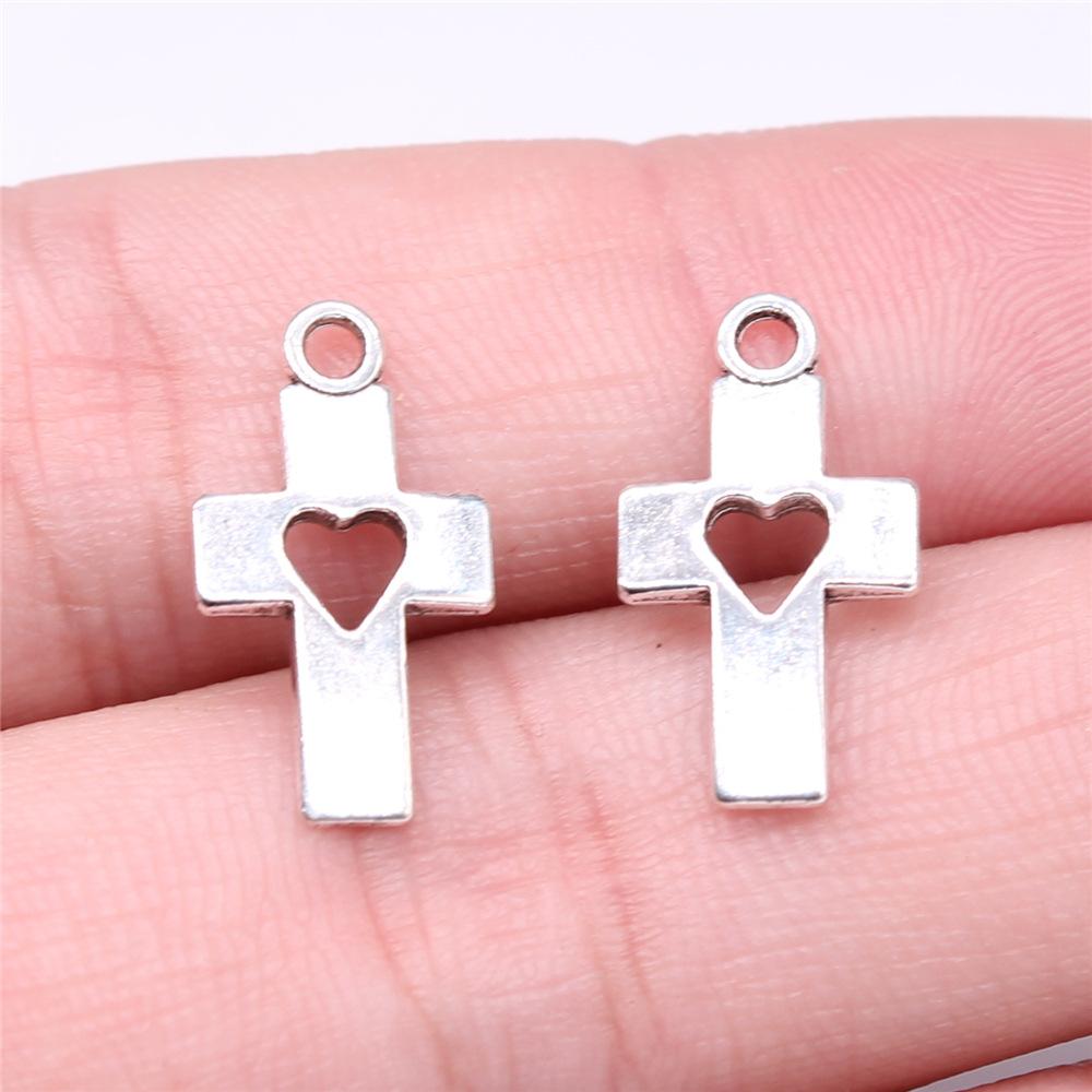 20pcs Cross Charms Handmade Pendant Making Fit Vintage Tibetan Bronze Silver Color DIY For Bracelet Necklace