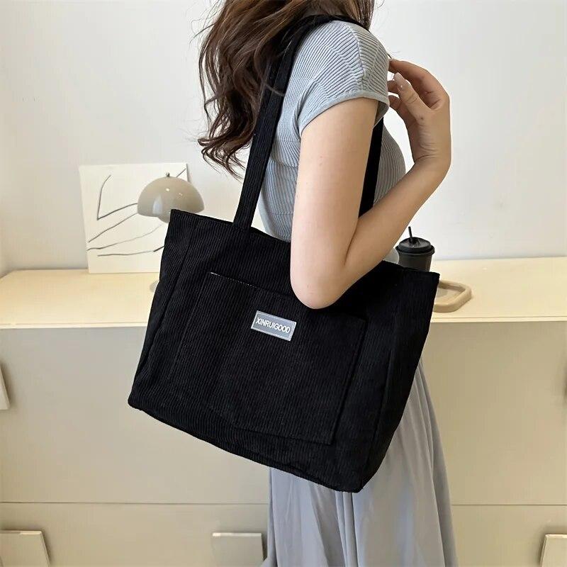 Large capacity tote bag women's new fashion corduroy shoulder bag Mori underarm bag handbag
