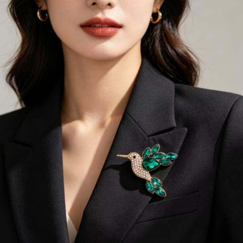 New Shiny Rhinestone Crystal Parrot Bird Brooch Vintage Animal Badge Lapel Pin Suit Coat Dress Party Jewelry Accessories Gifts