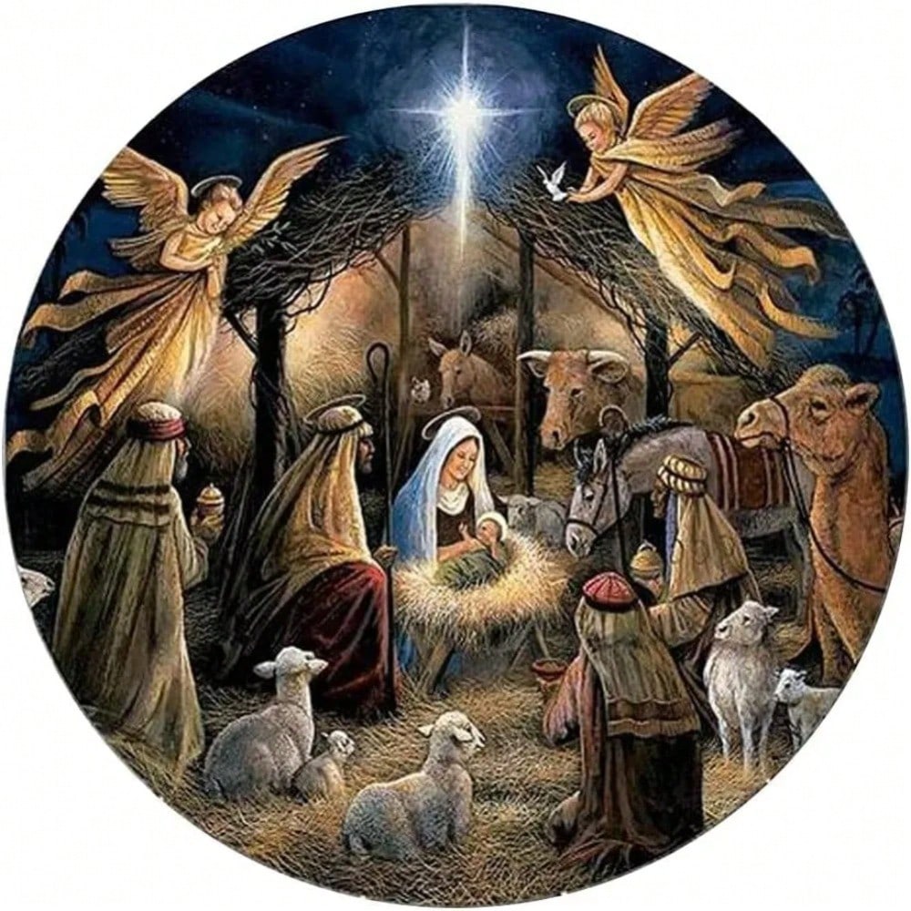 

Vintage Nativity Round Metal Tin Sign Nostalgic Home Decor for Club Bar Garden Kitchen Restaurant Garage 20X20 різнокольоровий