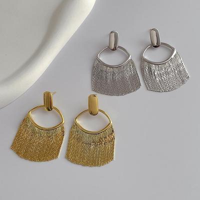Сережки з золотими китицями 18 карат: Європейська та американська мода зі срібною голкою 925 проби