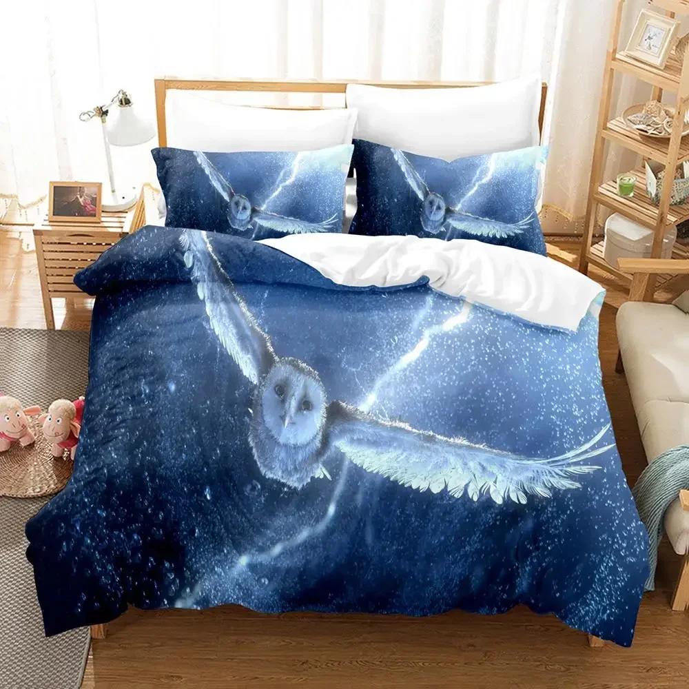 Owl Duvet Cover Set Microfiber Cute White Owl Comforter Cover Bird Animal Quilt Cover For Boys Teens Adults Double Queen Size