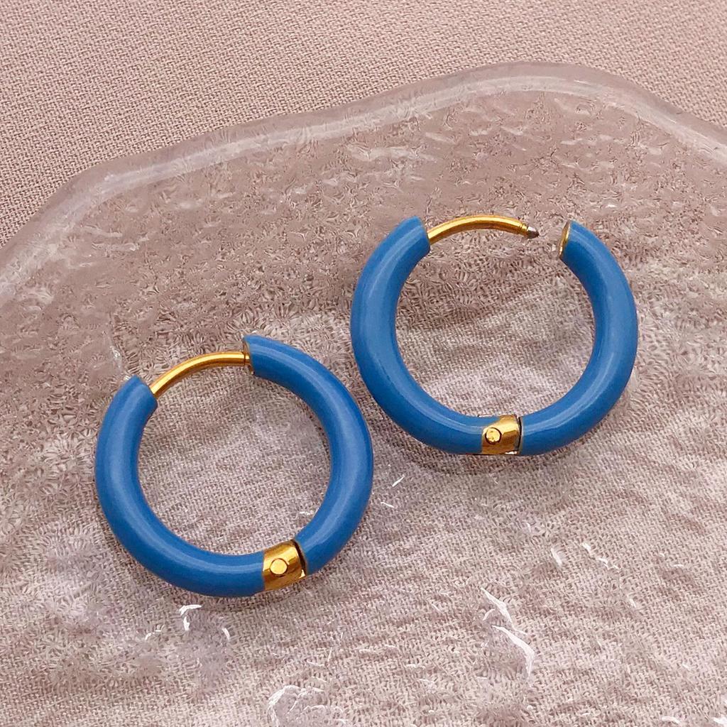 European Style Enamel Circle Earrings: High-End Versatile Women's Ear Jewelry