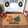 1pc Mischievous Christmas Orange Cat Mischief Christmas Tree NOPE Fun Text Print Door Mat - Indoor Outdoor Mat, Quirky Christmas Cute Cat Theme Rug, F