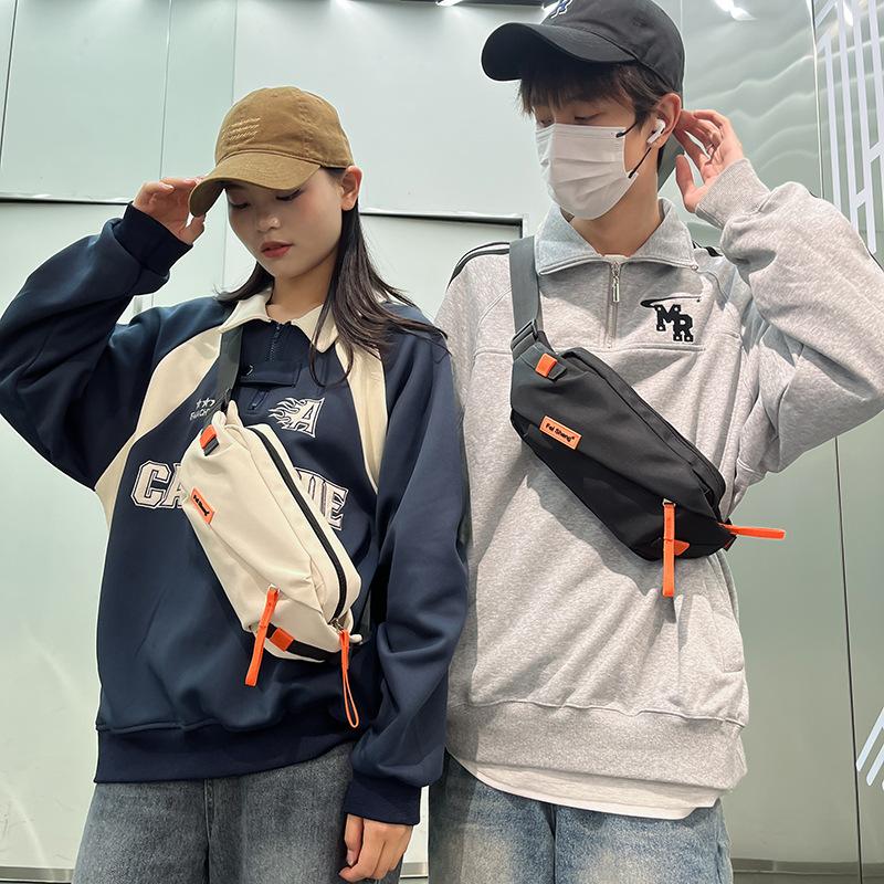 Versatile Chest Bag for Men Women Casual Sports Crossbody Bag Large Capacity Street Student Shoulder Bag Oxford Waist Bag