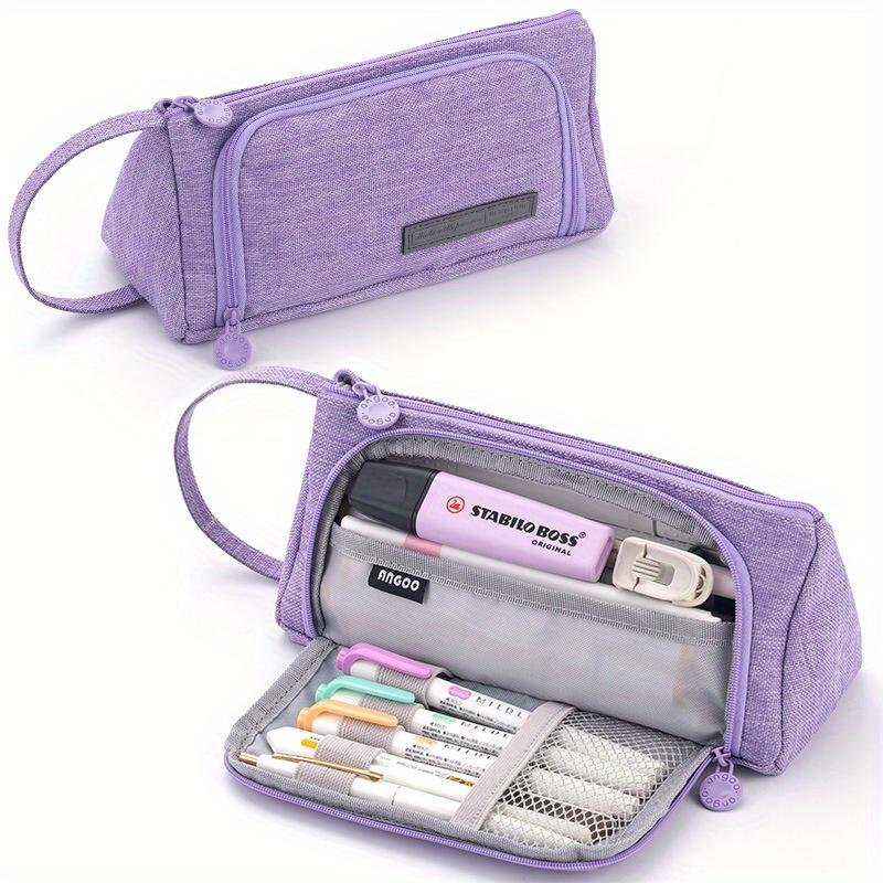 School Pen Pencil Bag Pencil Case Stationary Pen Storage Bag Multi Layer Large Capacity Cosmetic Travel Storage Bag Simple Plaid