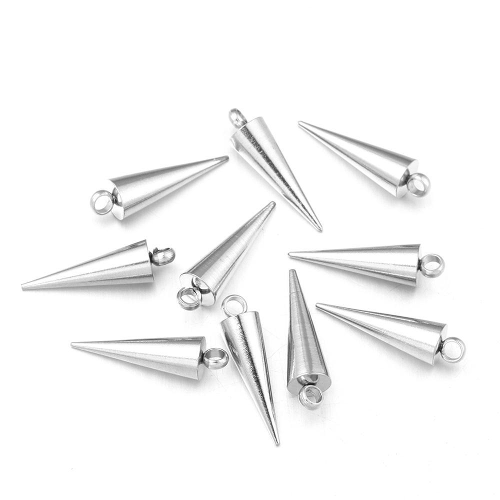 10pcs Stainless Steel Cone Charms Pendants for Jewelry Making Retro Bullet Spike Beads Charms for Women Man Hoop Earring Making